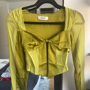 NWOT Guizio Green 100% Silk Blouse